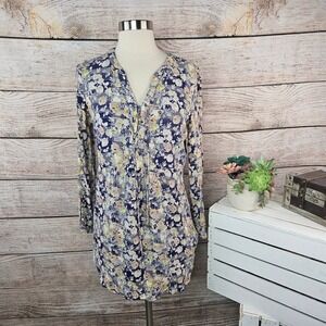 Skies Are Blue Floral Print Blouse Long Sleeve‎ Top Size Small